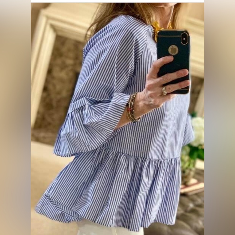 Firth Striped Ruffled Blouse. Sz Small💙 - Picture 4 of 10
